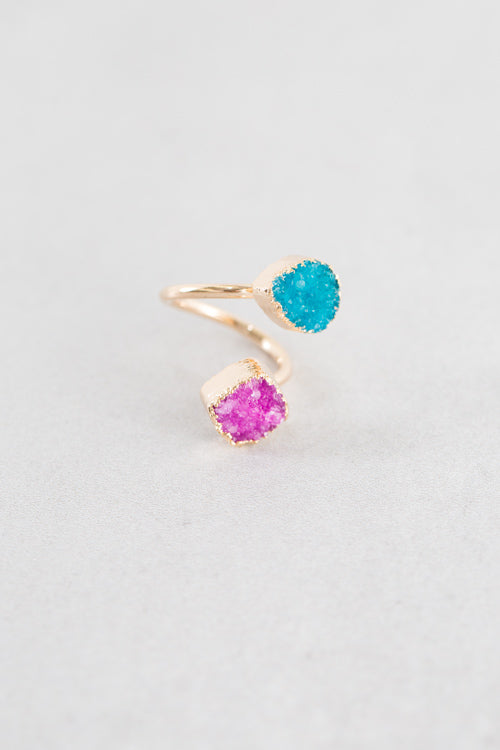Druzy Twist Ring | Aqua Magenta