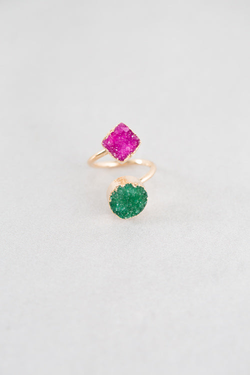 Druzy Twist Ring | Green Magenta
