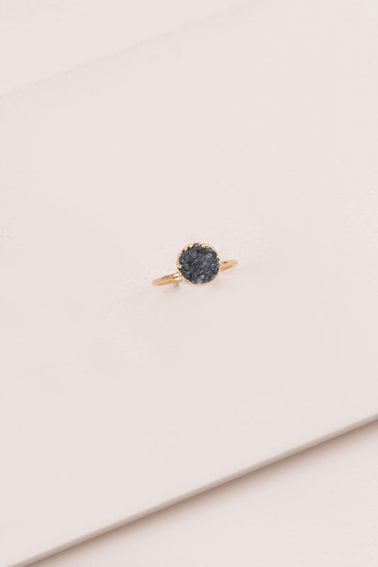 Circle Druzy Pinky Ring | Slate Gray (10K)