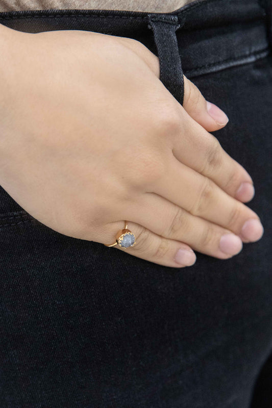 Circle Druzy Pinky Ring | Gray Ice (10K)