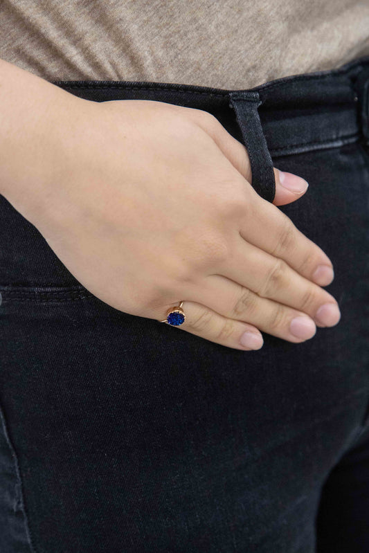 Circle Druzy Pinky Ring | Midnight Blue (10K)