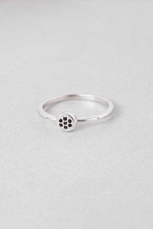 Shaker Top Stone Ring | Black (sterl.)