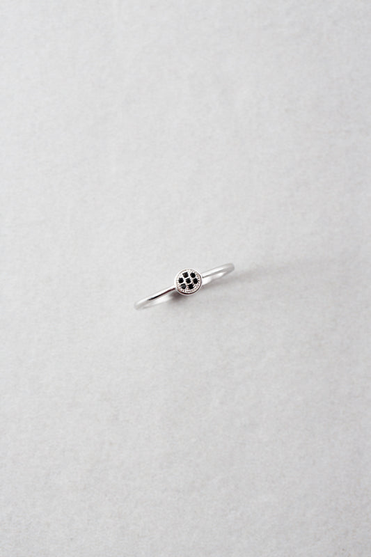 Shaker Top Stone Ring | Black (sterl.)