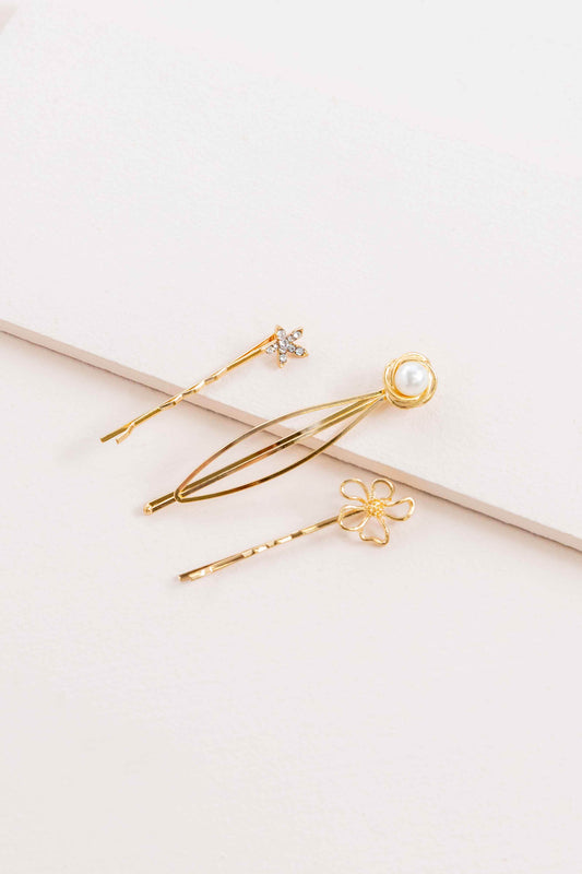 Gold Flowers Hair Pin Set