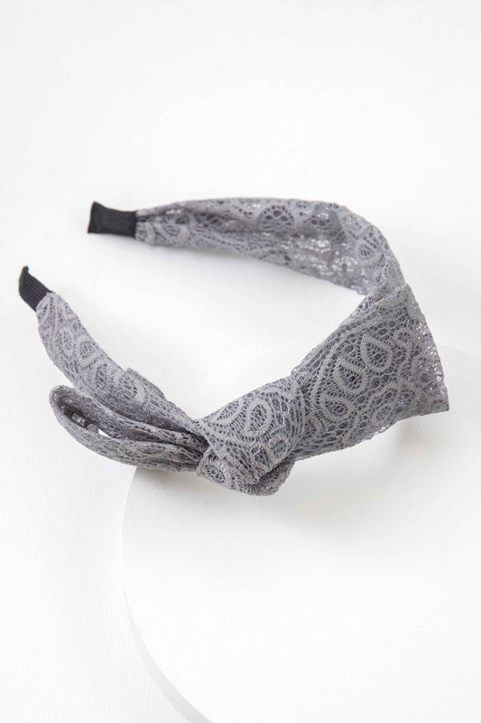 Lace Bow Hairband | Gray