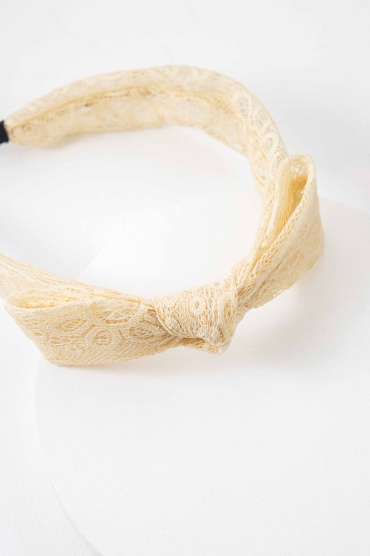 Lace Bow Hairband | Cream