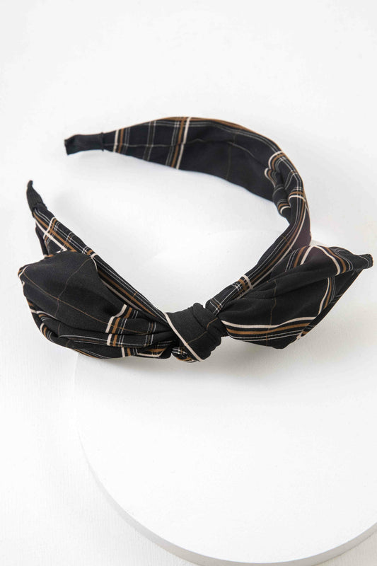 Plaid Bow Hairband | Black