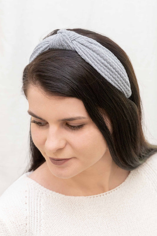 Waffle Knit Knotted Headband | Gray