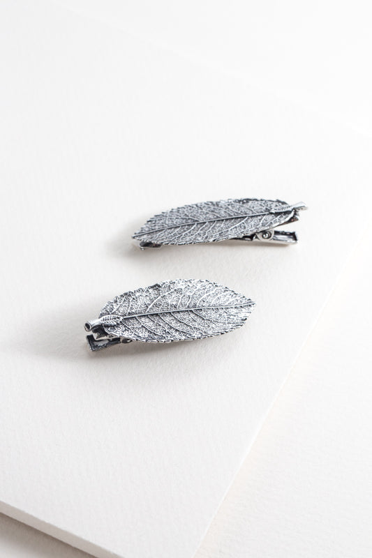 Embossed Leaf Hair Clips