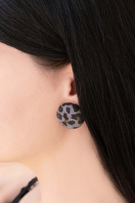 Animal Print Stud Earrings | Gray