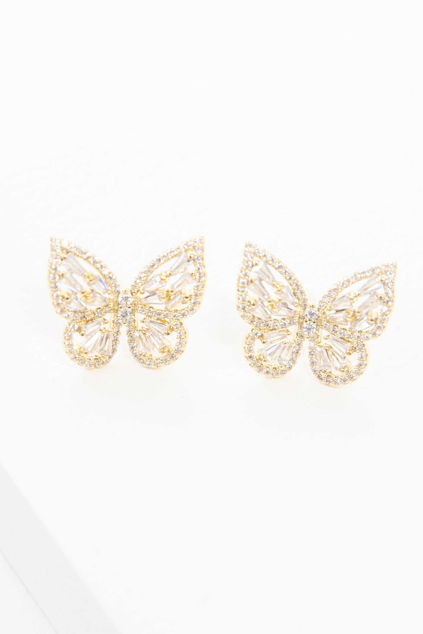 Crystal Butterfly Earrings | Gold