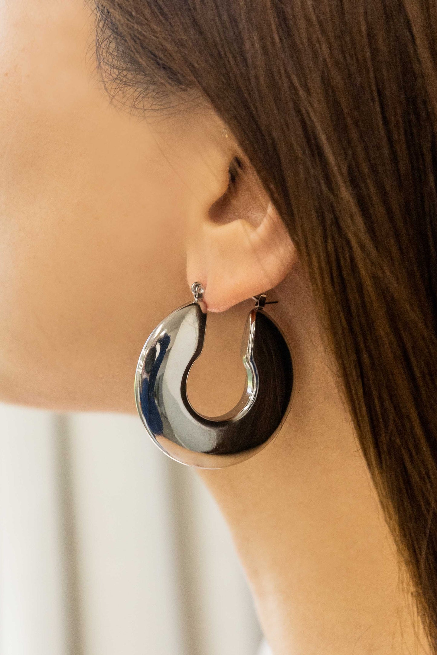 Disk Hoop Earrings | Silver