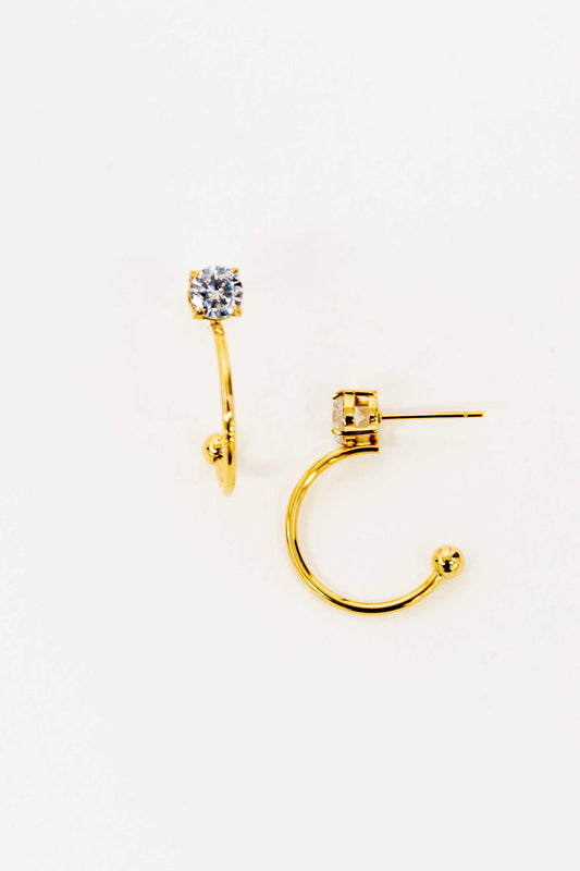 Stone Stud Hoop | Gold