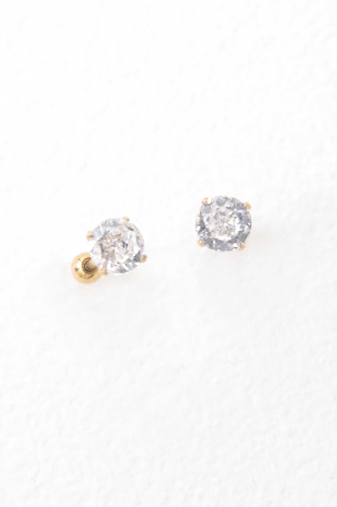Classic Stone Stud Earrings | Gold