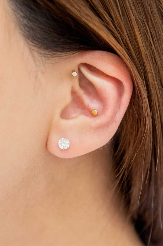 Classic Stone Stud Earrings | Gold