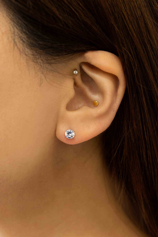 Classic Stone Stud Earrings | Silver