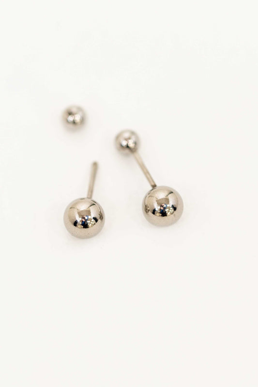 Ball Stud Earrings | Silver