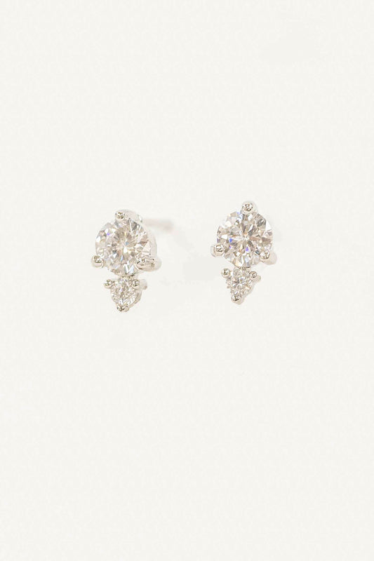 Mini Cluster Stud Earrings | Silver