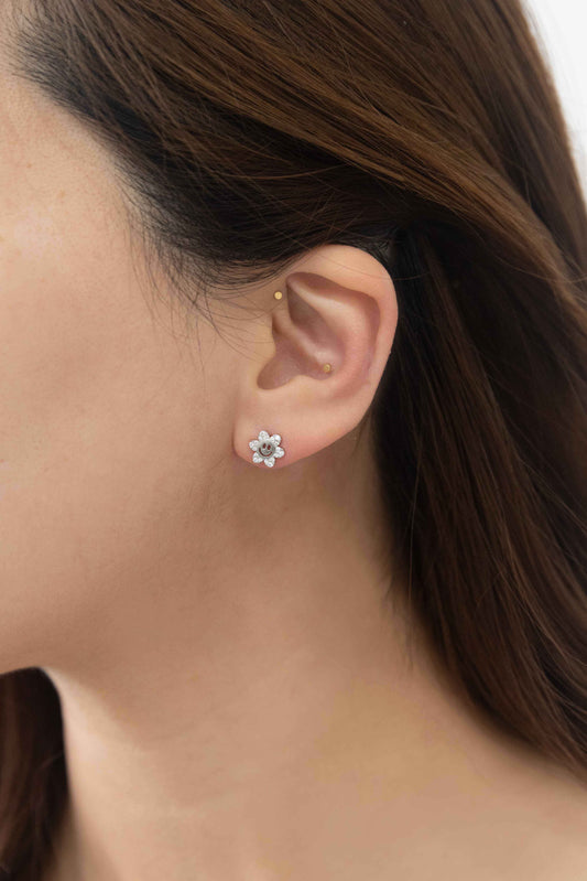 Smiley Flowers Stud Earrings | Silver