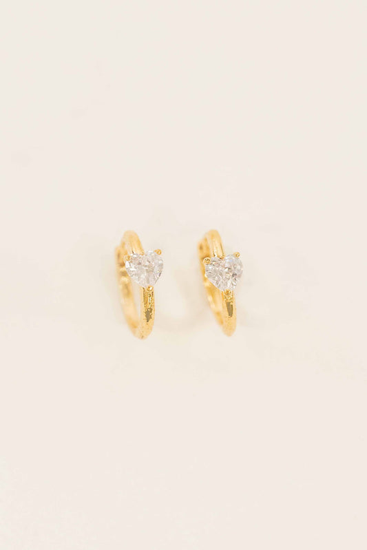 Heart Stone Hoops | Gold