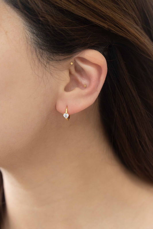 Heart Stone Hoops | Gold
