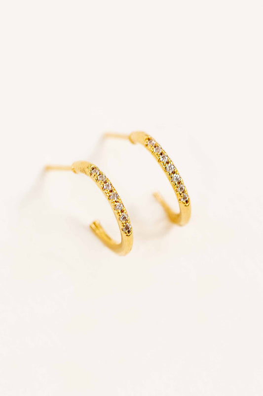 Thin Stone Hoop Earrings | Gold