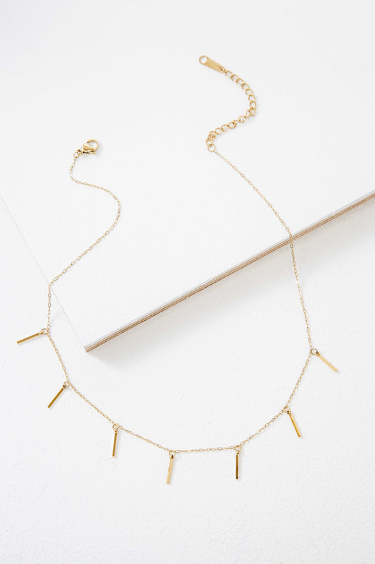Bar Tassel Drop Necklace | Gold