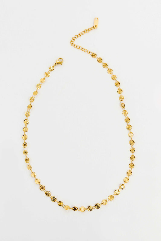 Ruffled Gold Circle Charm Necklace