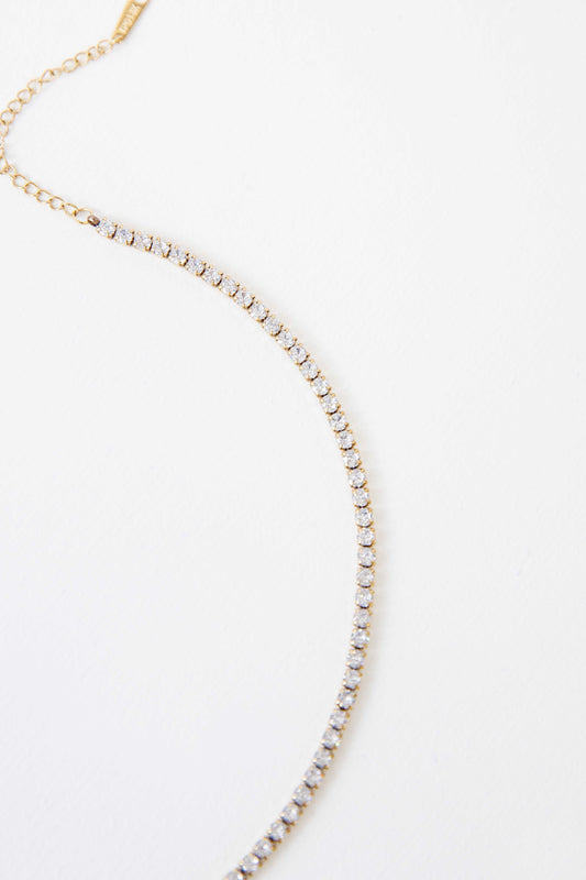 Round Stone Tennis Necklace | Gold