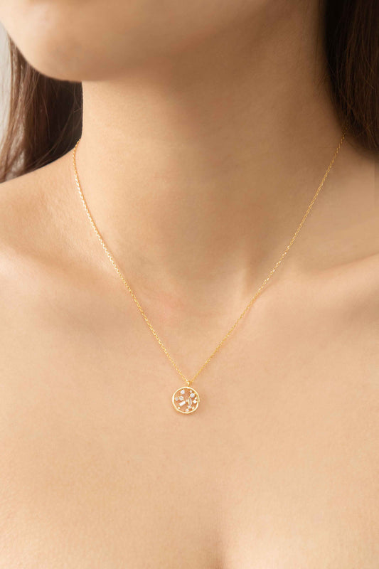 Circle Stone Necklace | Gold