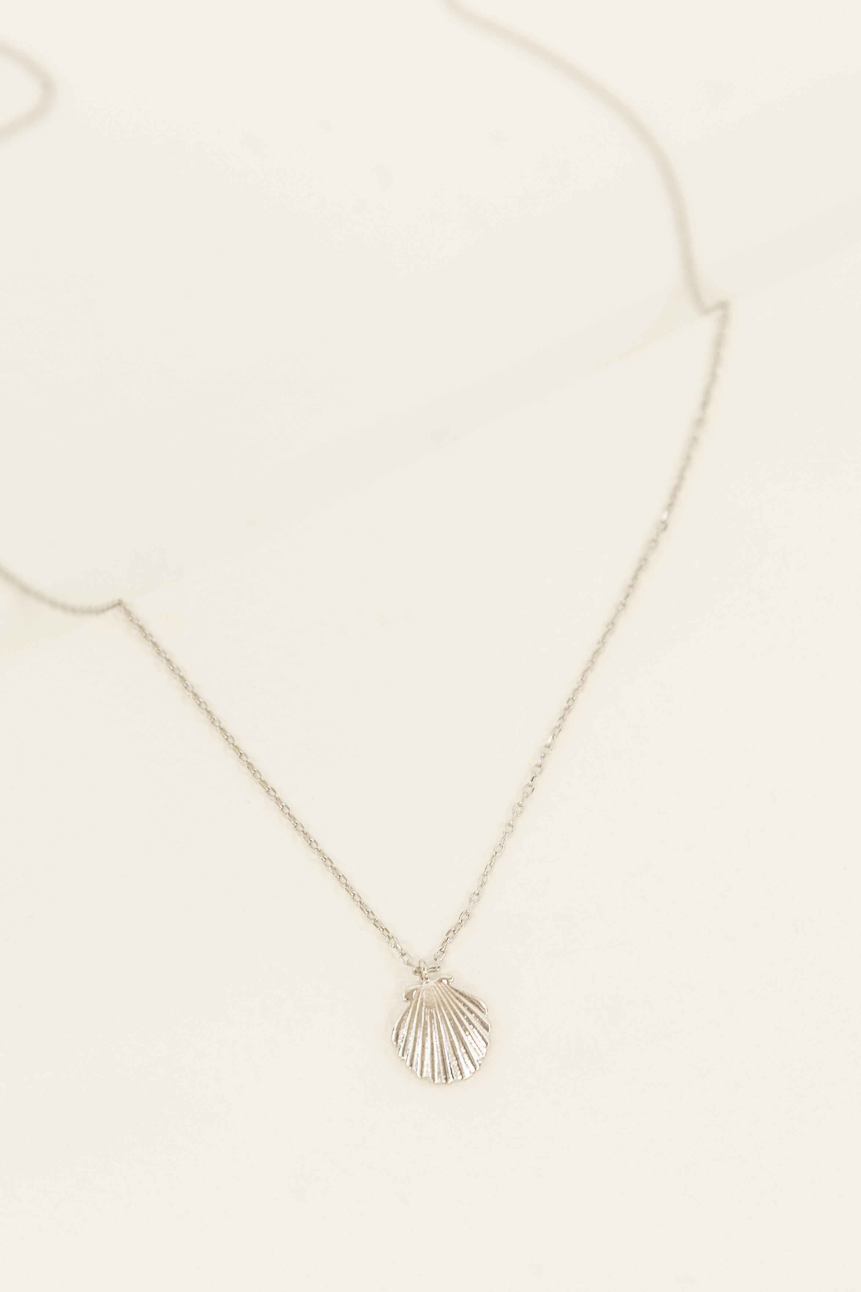 Pranella Lotus Shell Long Faceted Necklace With Shell Pendant White/silver