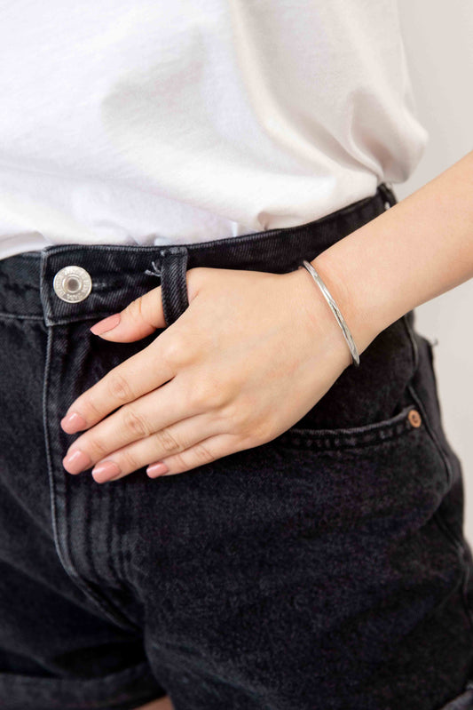 Solid Bar Cuff Bracelet | Silver