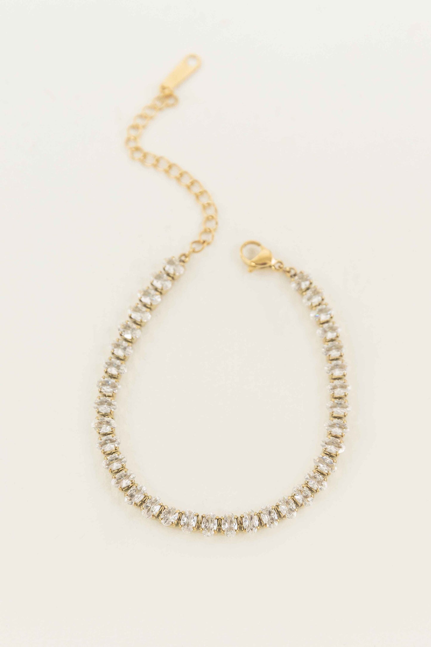 Oval Stone Tennis Bracelet | Gold