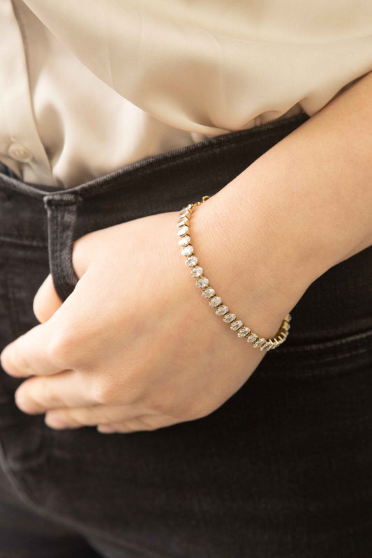 Oval Stone Tennis Bracelet | Gold