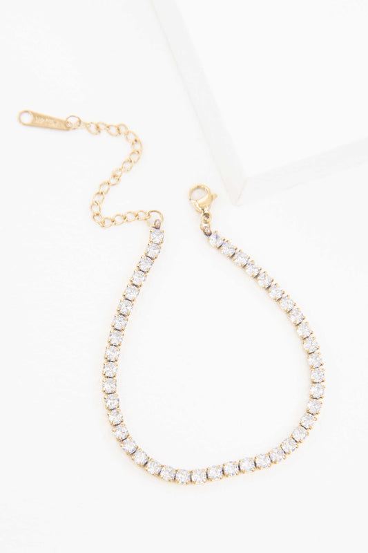 Round Stone Tennis Bracelet | Gold
