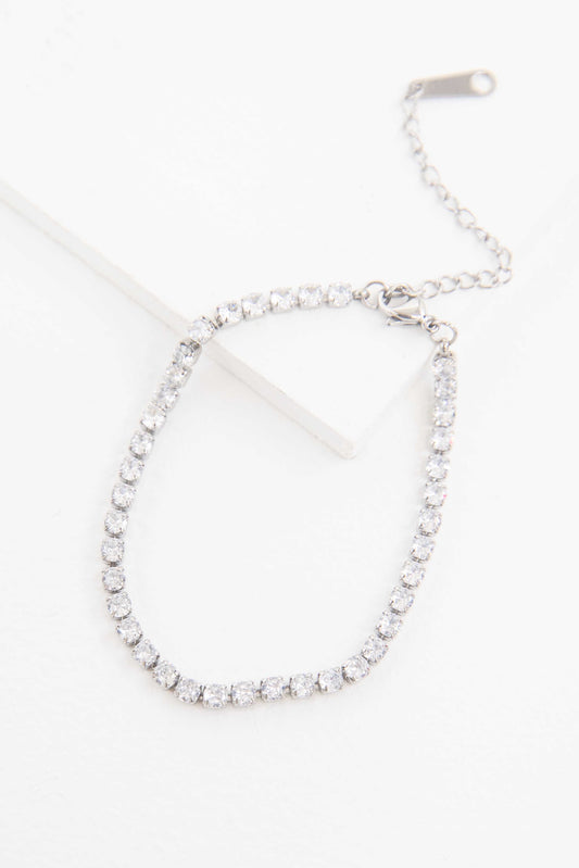 Round Stone Tennis Bracelet | Silver
