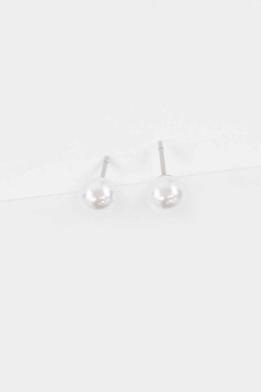 Simple Pearl Earrings | Silver