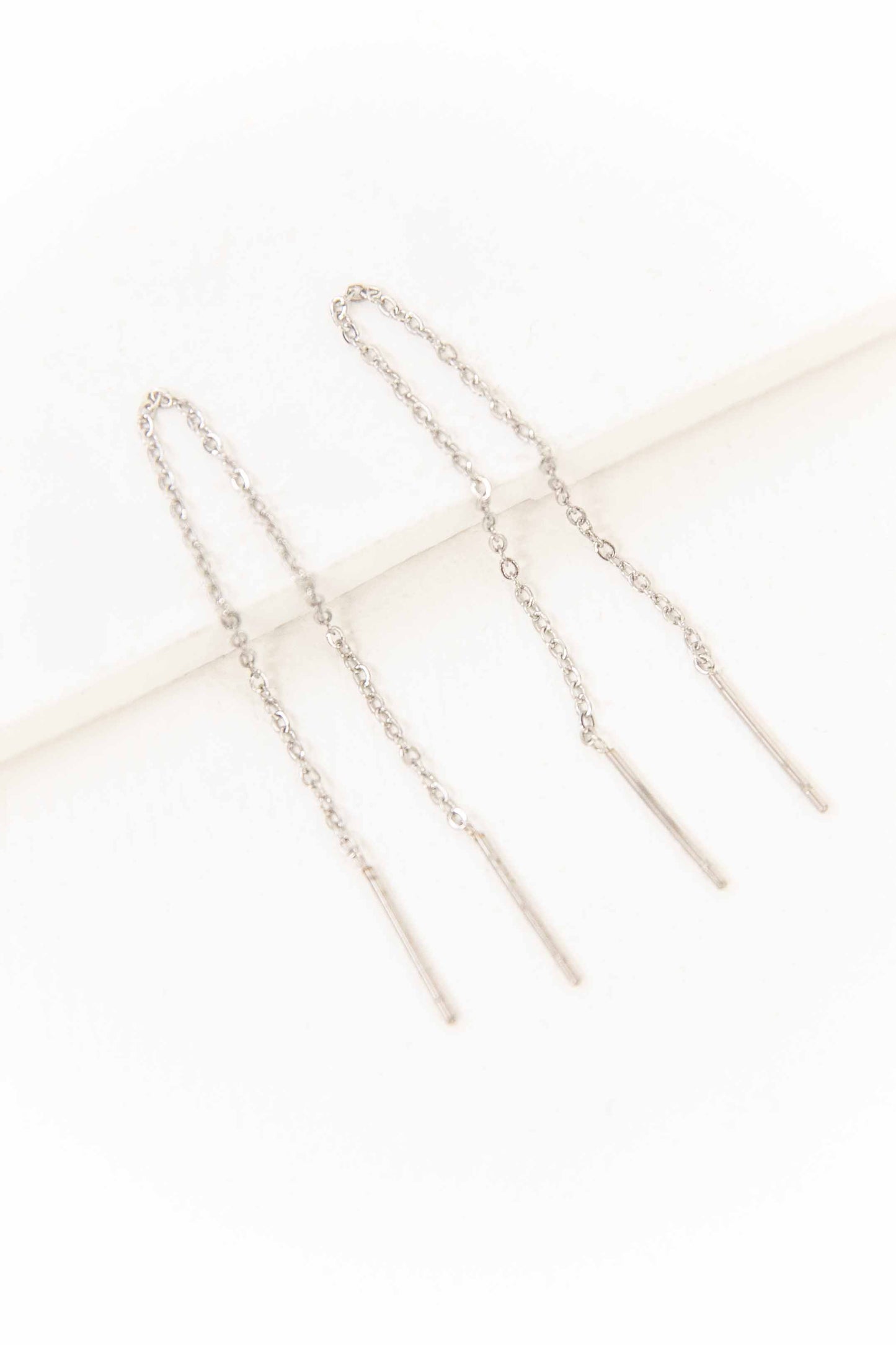 Silver Mini Needle Drop Earrings