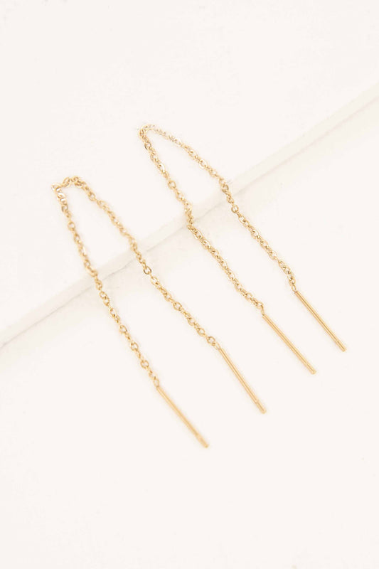 Mini Needle Drop Earrings | Gold (14K)