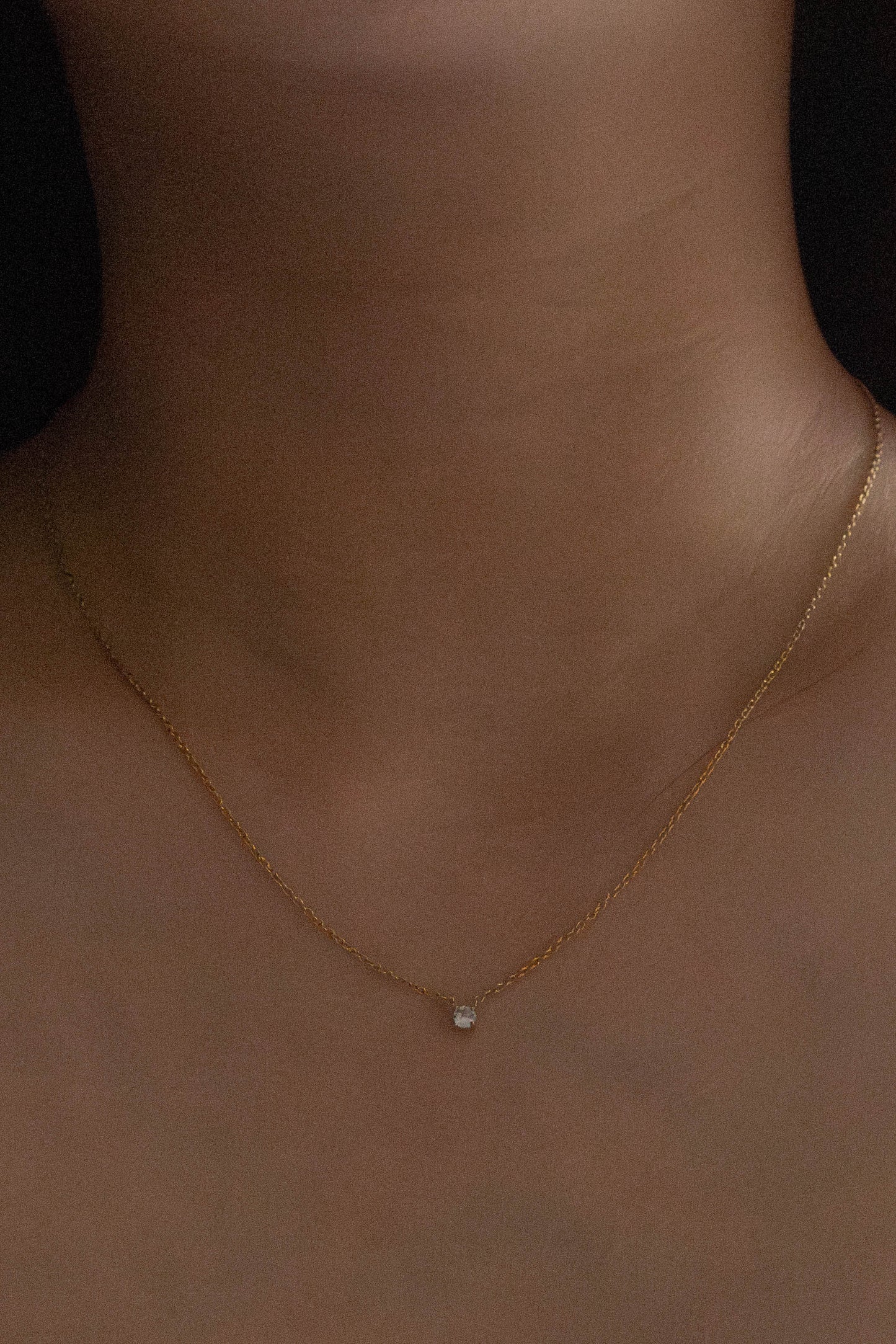 Classic Single Stone Necklace | Gold