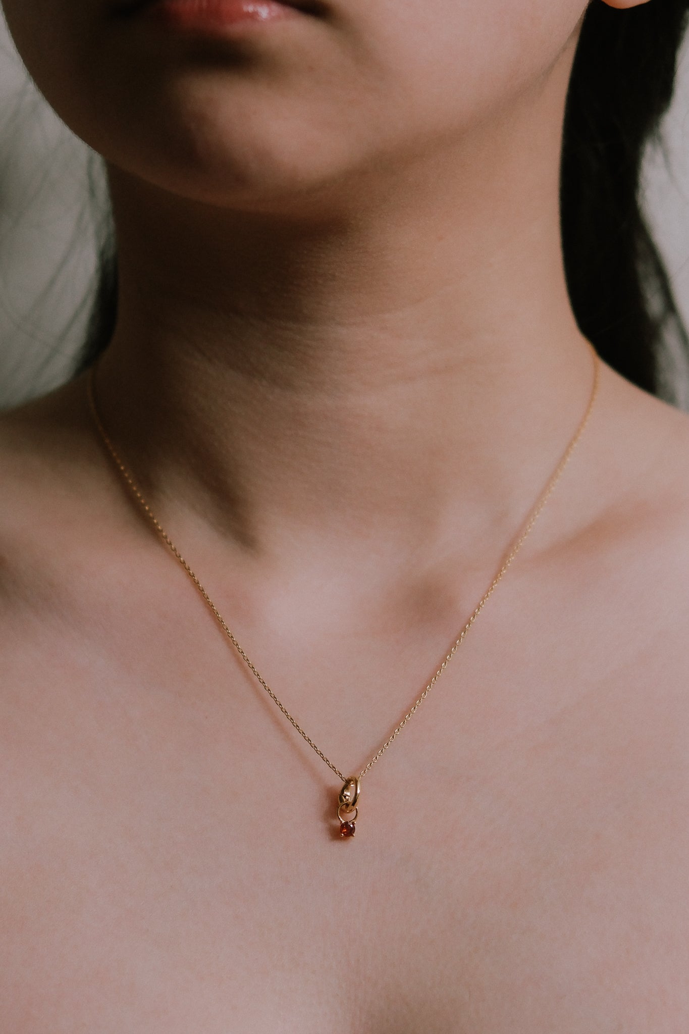 January Birthstone Charm Necklace | Gold