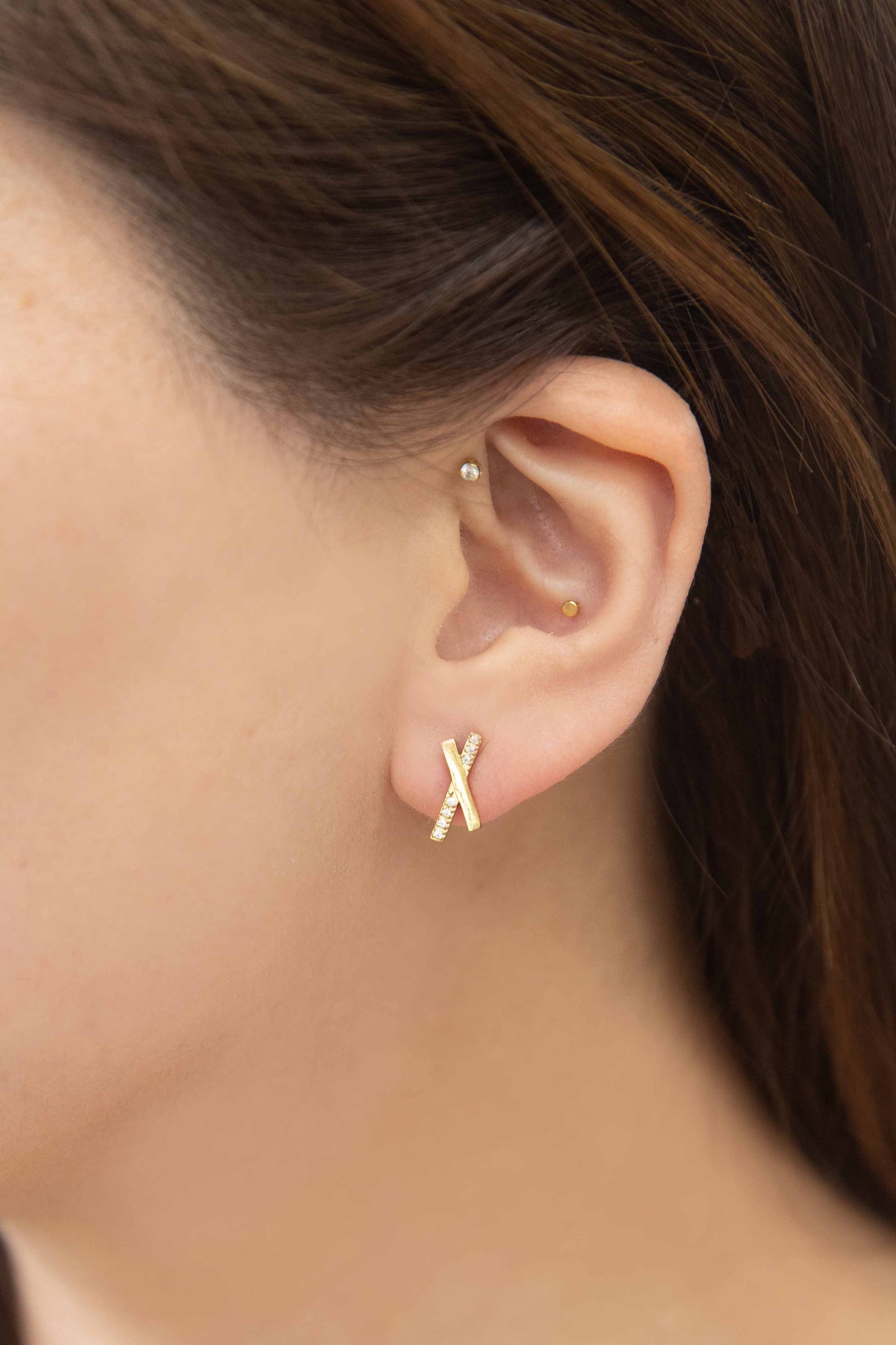Crossroads Stud Earrings | Gold