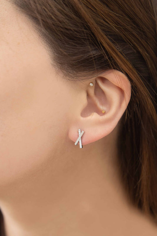 Crossroads Stud Earrings | Silver