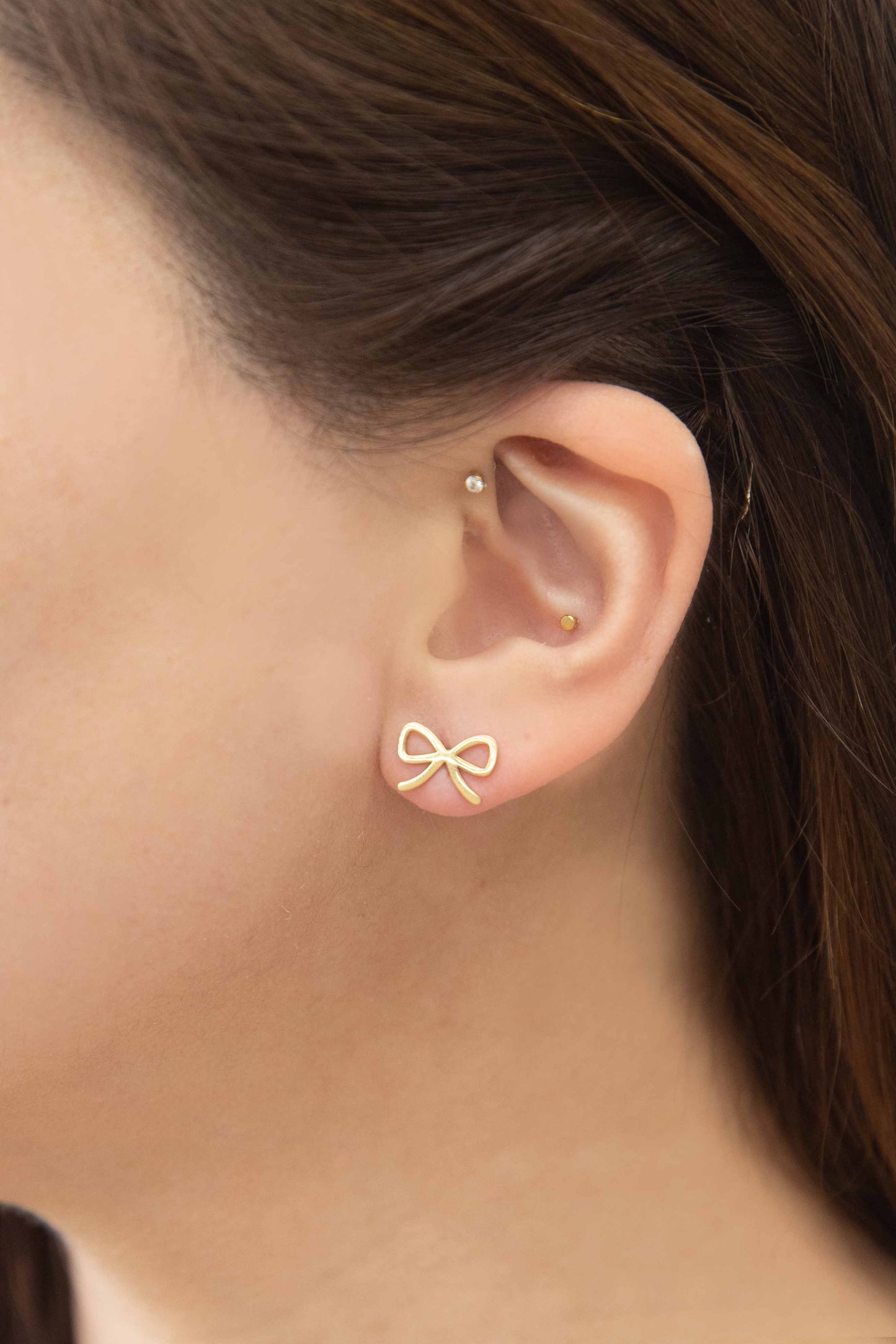 Cute Bow Stud Earrings | Gold