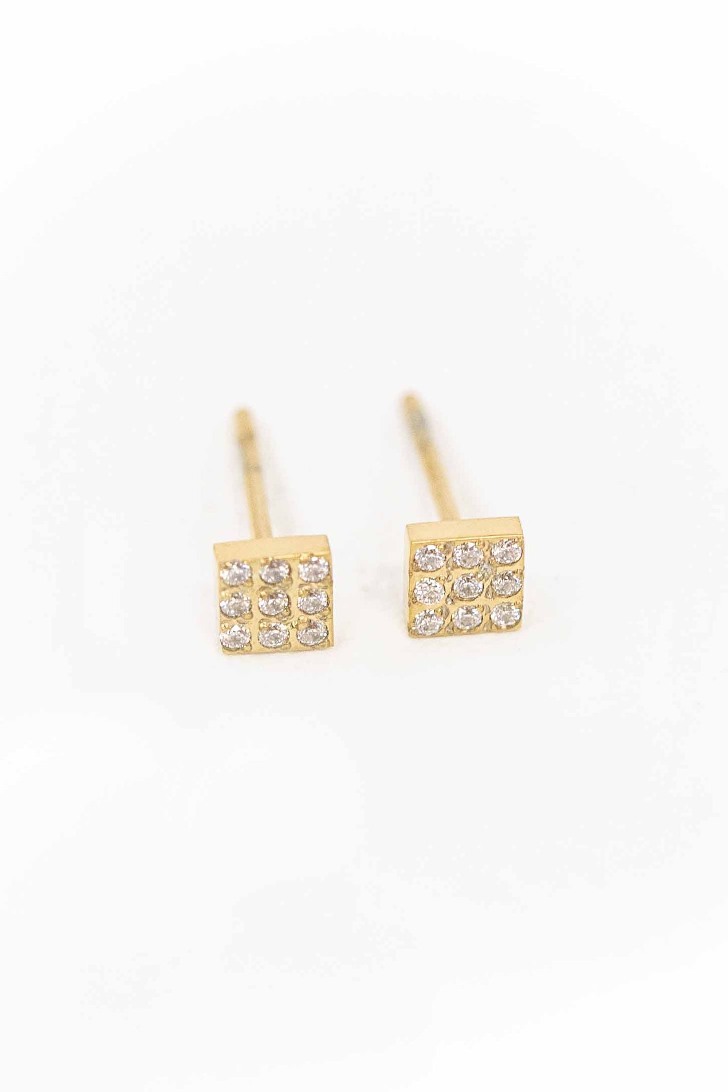 Disco Square Stud Earrings | Gold