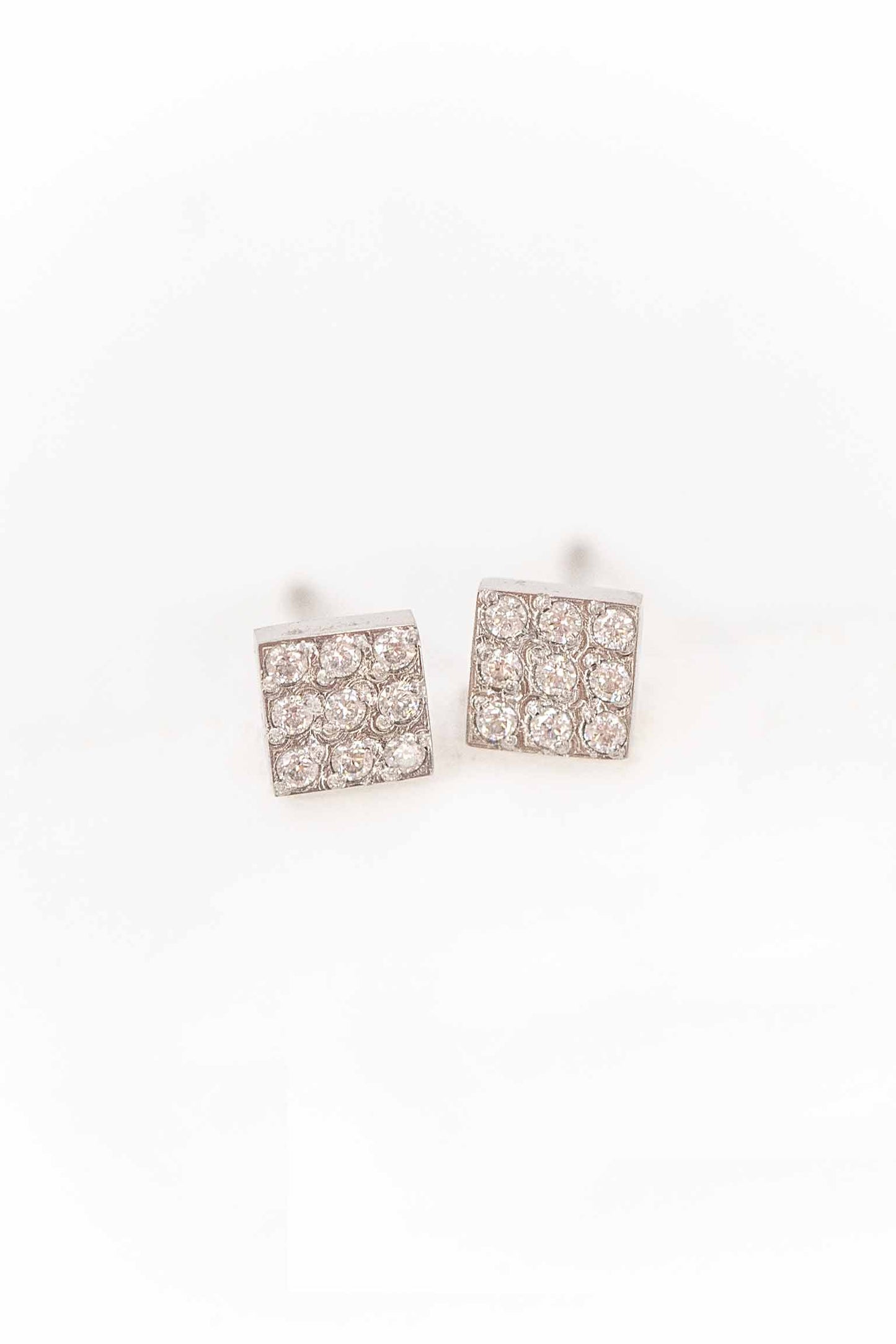 Disco Square Stud Earrings | Silver