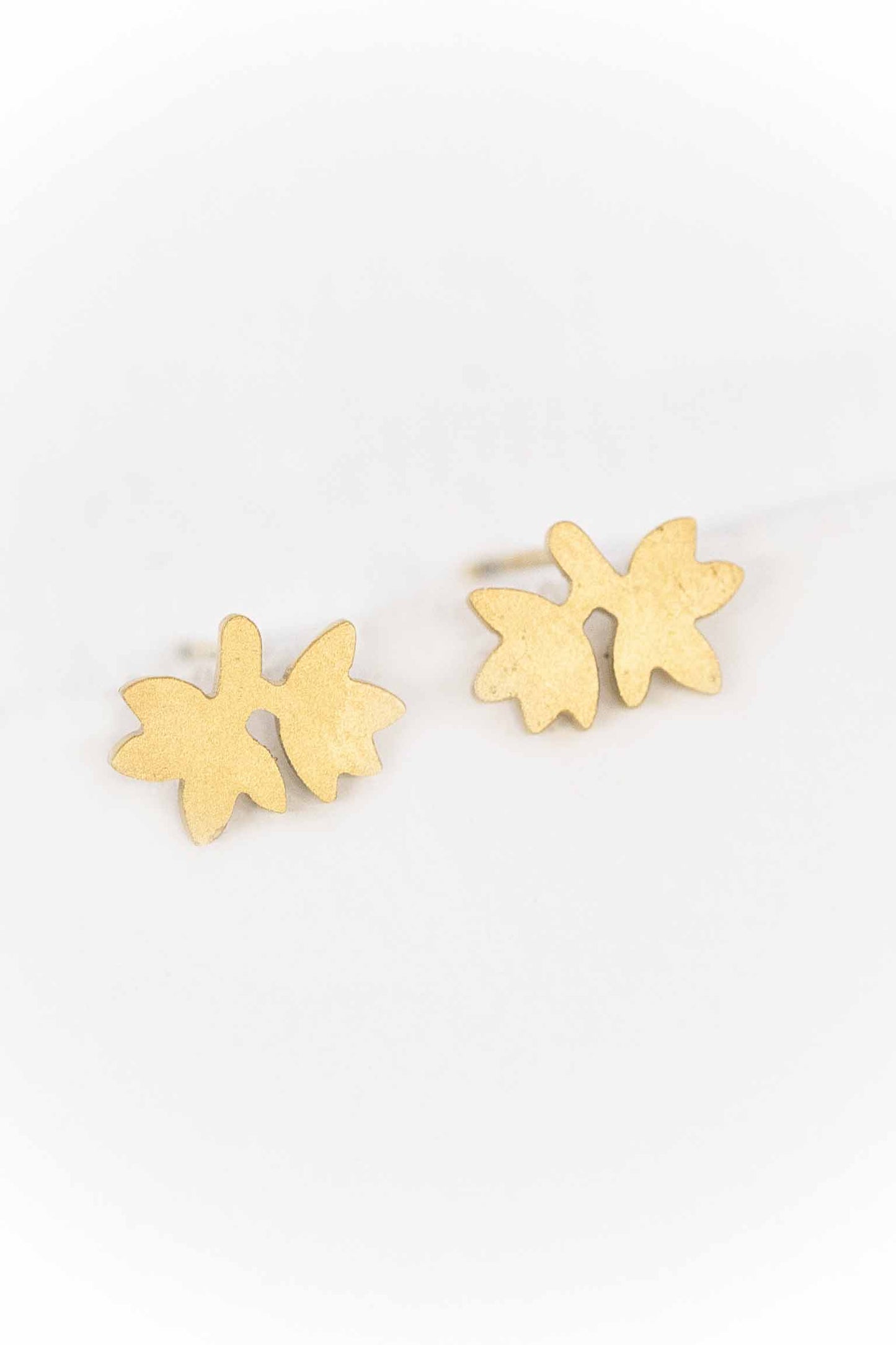 Leaf Stud Earrings | Matte Gold