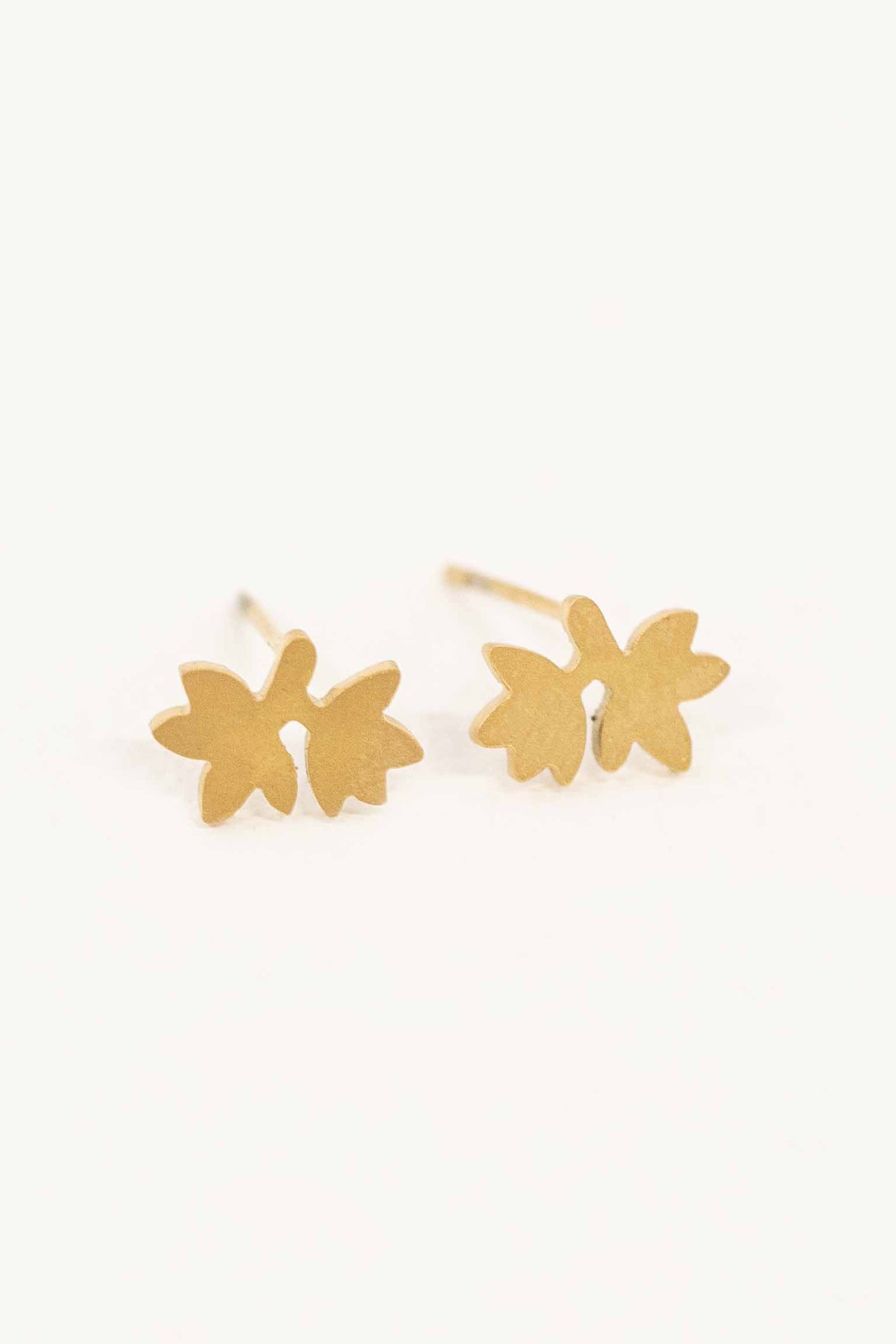 Leaf Stud Earrings | Matte Gold