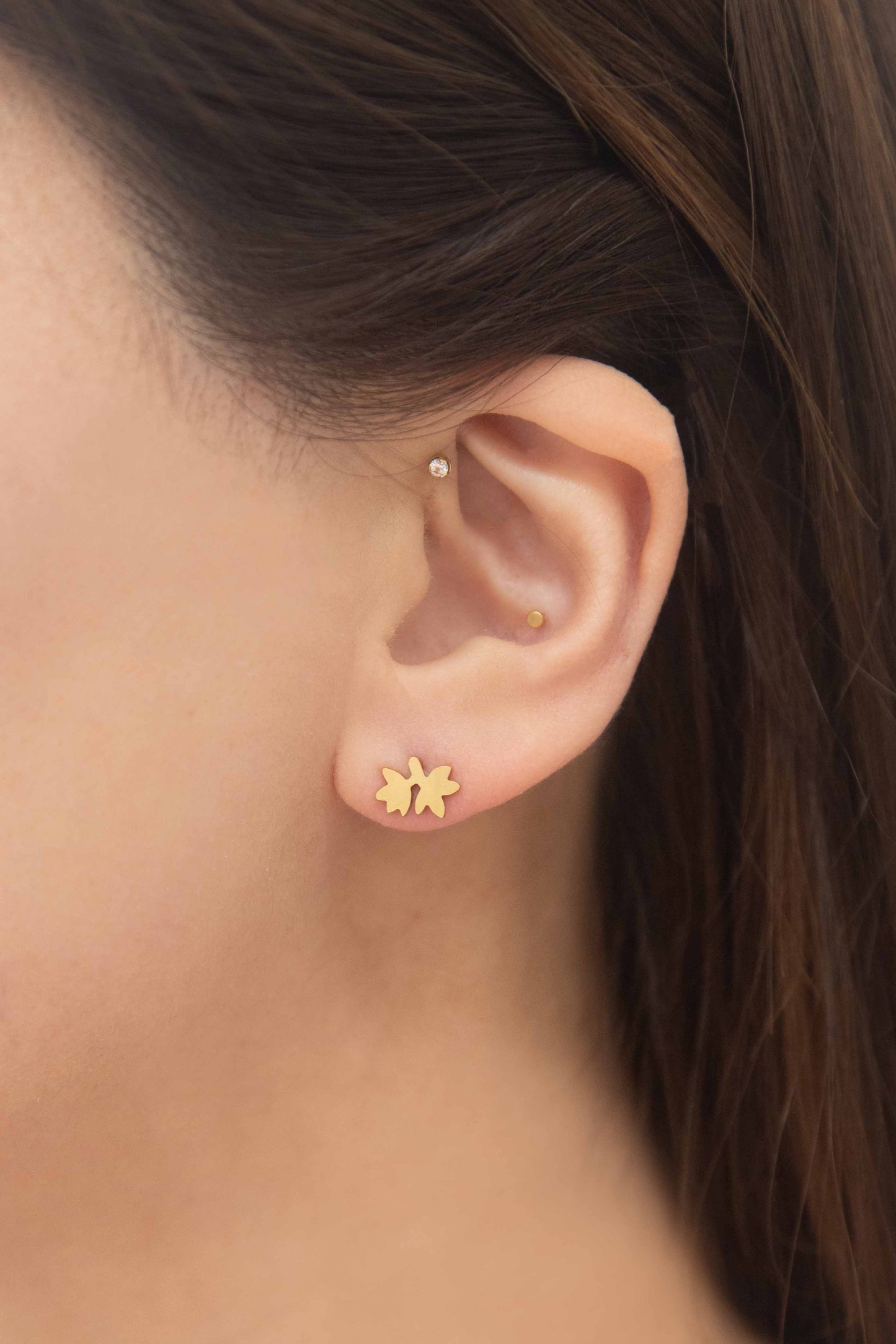 Leaf Stud Earrings | Matte Gold