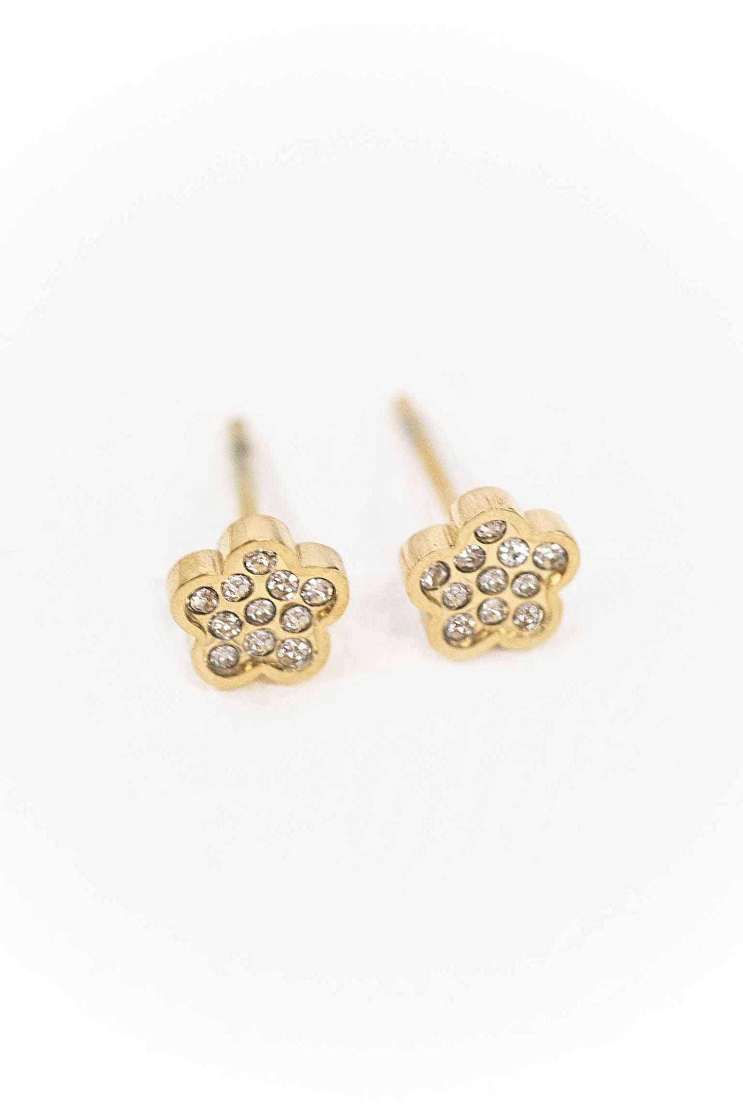 Cute Flower Stud Earrings | Gold